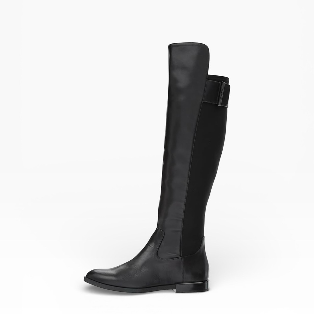 New Calvin Klein Priya over-the-knee boot in black leather size 8.5